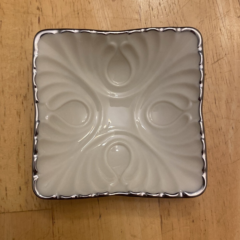 Lenox Square trinket Dish with platinum Trim. Coronet ash tray. 3x3 Vintage